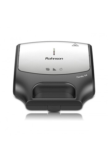 ROHNSON Sandwich maker R2687 Family X4, 3 sets of removable plates, 25.4 x 21.5 cm