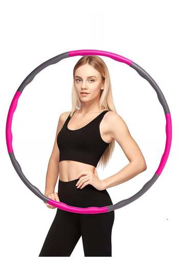 Taimi Adult Fitness Hula Hoop Adjustable for Weight Loss - Wave Design and Soft Foam Padded - Rose/Grey