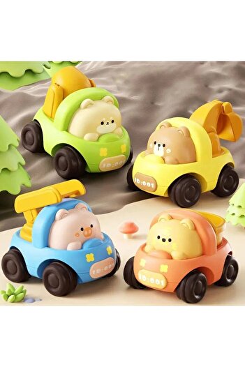 Choice 4pcs 4 Pcs Inertia Cartoon Animal Engineering Vehicle High QualityTipper Boy Interactive Sliding Car