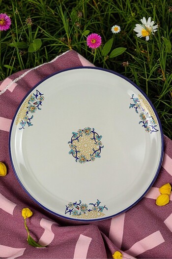 İnci Emaye No 50 Enamel Tray Tableware, Food Presentation Tray, Floor Table Zinc ~48 cm