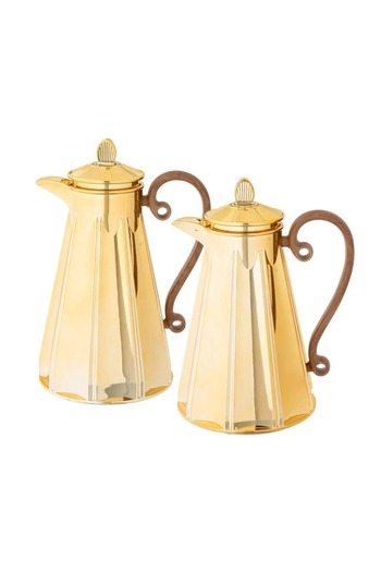 ORIAN Alaska Thermos Set, Gold, Wooden Handle, 2 Pieces