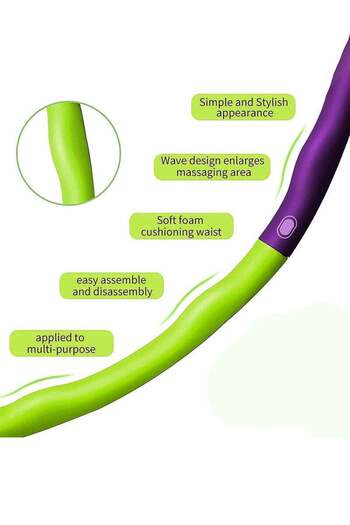 Taimi Adult Fitness Hula Hoop Adjustable for Weight Loss - Wave Design and Soft Foam Padded - Green/Purble