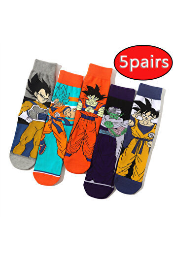 BANDAI GRAY 5 pairs Hip Hop Street Style Anime Socks Men Women Novelty Funny Casual Crew Socks CuteY