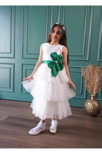 arushi National Day Girls' Dress White Layered Tulle