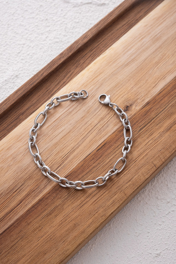 ByFlorya Jewelry Steel Oval Paperclip Men's Chain Bracelet 5mm Non-Tarnish 20cm