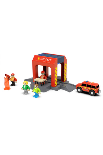 Choice1 Fire dept set Wooden Train Track Accessories Plastic Fire Department Police Station Scene Wooden Tra