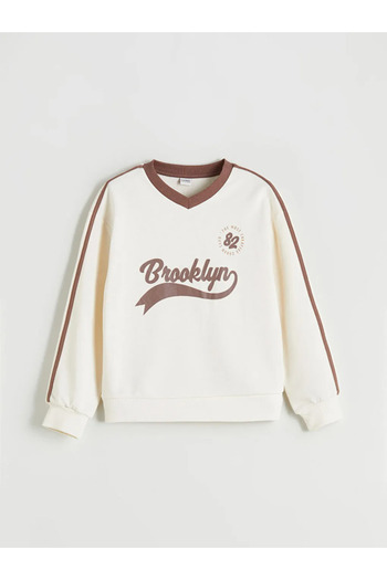 LC Waikiki Lcw Kidsekru V-Neck Girls' Sweatshirt and Sweatpants