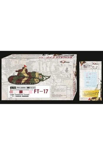 Choice Plastic Model Toy Tank 1/72 Scale Flyhawk FH3000 French FT-17 Light Tank Cast Turret - Scale Mode...