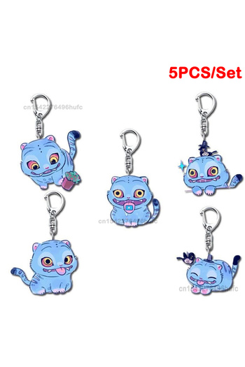 Choice1 5PCS Set 5PCS KPop Demon Hunters Tiger Keyrings Acrylic Keychain Pendant Backpack Decoration Cartoon