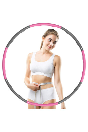 Taimi Adult Fitness Hula Hoop Adjustable for Weight Loss - Wave Design and Soft Foam Padded - Pink/Grey