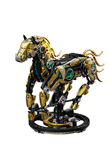 Choice Unpackaged box Mechanical horse building block model with movable limbs and lights, DIY dynamic asse