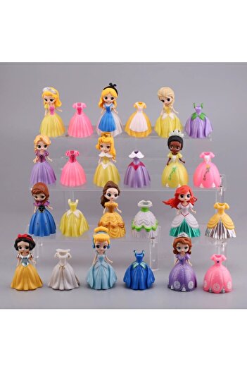 BANDAI with opp Hot 24pcs Disney Princess Figure Toys Mermaid Alice Snow White Belle Cinderella Tangled Ari