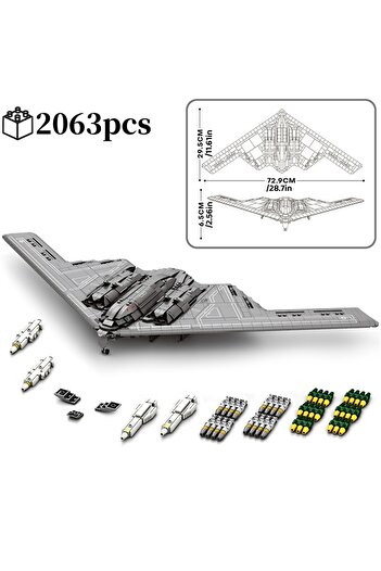 Choice 2063pcs 2063pcs B2 Stealth Bomber Building Blocks MOC Technical Military Model Kit Desktop Display B