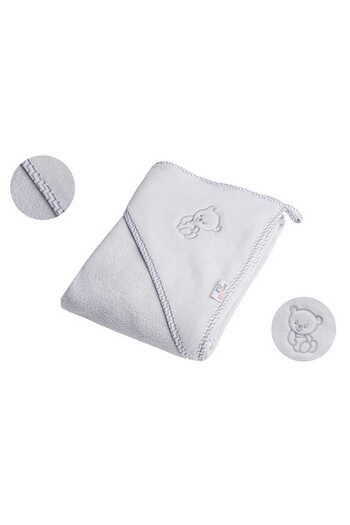 Bocioland Hooded bath towel for children, 100% cotton, 80x80 cm, Grey