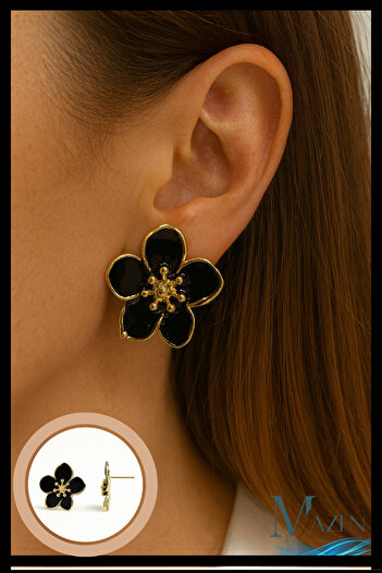 MAZEN Black Flower Model Earrings |   Women's Earrings Jewelry Accessory |