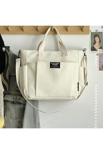 Choice Off white Canvas Ladies Bag Urban Simple Women Student Large Capacity Horizontal Commuter Shoulder S