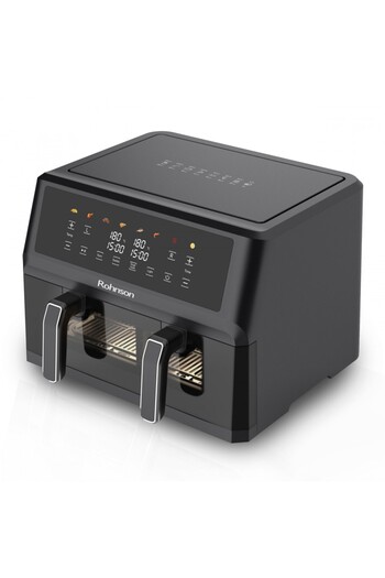 ROHNSON 2 in 1 hot air fryer R2864, 2 x 5.2 L, 2400W, 1h/24h timer, 80-200°C, 8 programs,