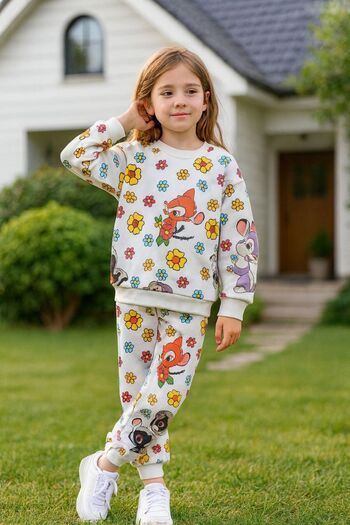 Fox Moda Girl's Seasonal Top and Bottom Set with Gazelle Print