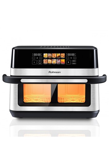 ROHNSON 2 in 1 hot air fryer R2882, 2x6L, 2200W, 1h/24h timer, 60-200°C, 10 programs,