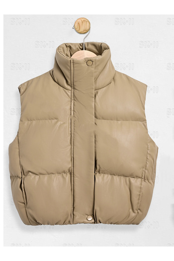 SETTY KOOP Girls' Faux Leather Lightweight Puffer Vest Jacket