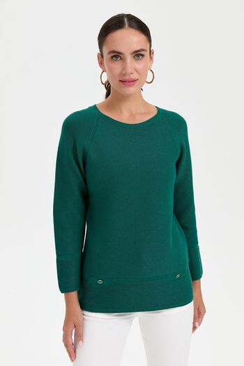 Desen 24189 Knit Blend Raglan Sleeve Sweater with Hidden Pockets