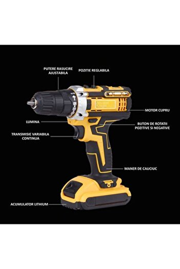raf 2-Battery 36V Impact Drill Kit, Self-Tapping with 30 Accessories