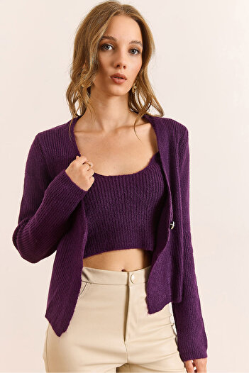 Olalook Women's Plum Body Cardigan 2-Piece Set Hrk-19000404