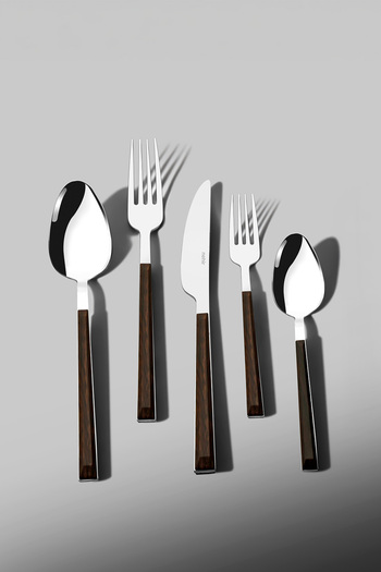 Nehir Viola Wooden 6-Person Patterned 30-Piece Cutlery Set with Box
