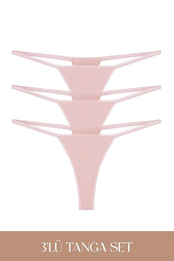 Feu De Elu Set de 3 chiloți Cotvie Dusty Rose Cotton Thong