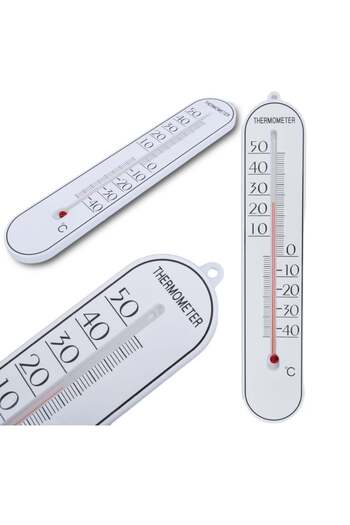 PUFO Simple wall thermometer for indoor/outdoor use, 25 x 5 cm, white