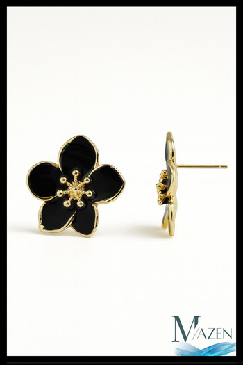 MAZEN Black Flower Model Earrings |   Women's Earrings Jewelry Accessory |