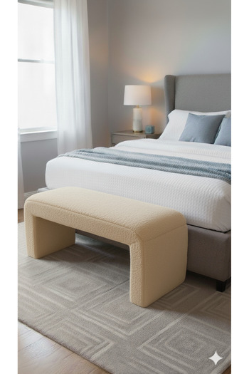 eda hacıoğlu edam bedding group Luxe Dikdörtgen Teddy Bench Modern Yatak Ucu Pufu