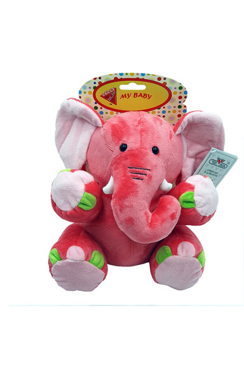 venturelli Plush toy Pink Elephant with rattle 26 cm
