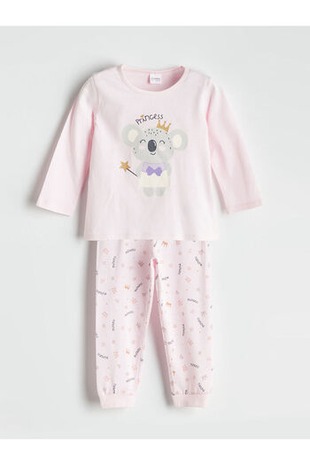 LC Waikiki Crew Neck Printed Long Sleeve Girl's Pajama Set