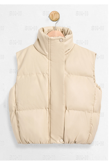 SETTY KOOP Girls' Faux Leather Lightweight Puffer Vest Jacket