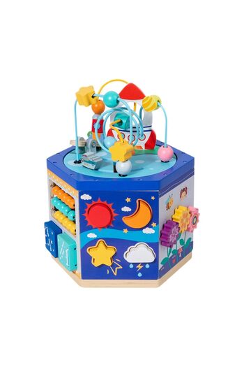 SARALMA Multifunctional Wooden Educational Cube 6-in-1