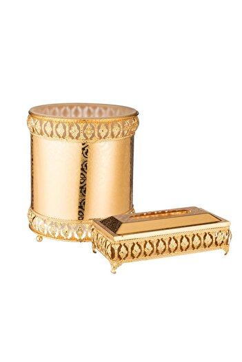 ORIAN Gold metal basket and napkin with delicate embellishments