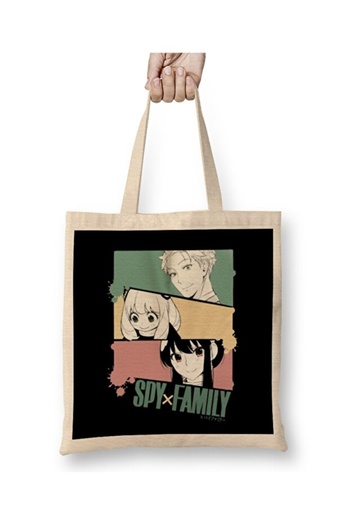 Toyaso Spy X Family Main Characters Loid Yor Anya Tote Bag Long Handle Shopping Bag