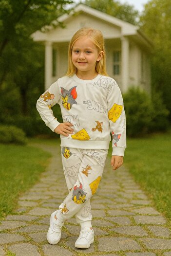 Fox Moda Girl's Seasonal Top and Bottom Set Tom Jerry Printed