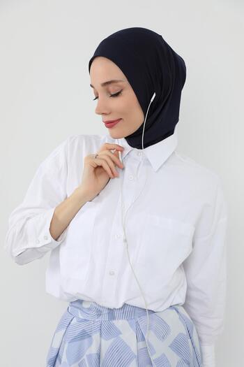 Aisha's Design Combed Cotton Bonnet with Neck Covering Feature and Headphone Opening, B-94