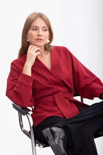 BEWEAR Loose blazer-style cardigan with belt at the waist
