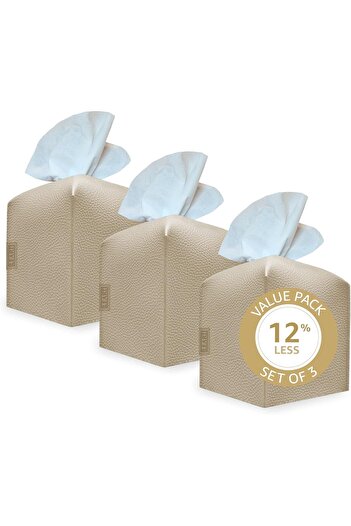 LeART Leather Tissue Box Cover PACK OF 3 – Elegant Tissue Box Holder for Home Office Car Hotel Dec