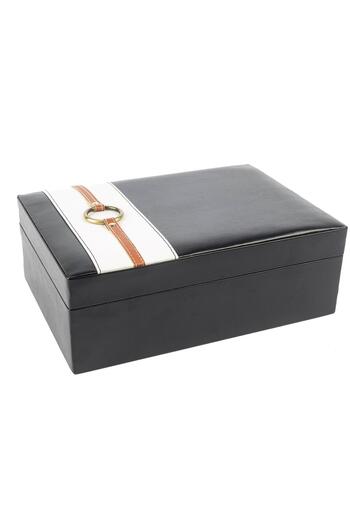 Mikasa Moor Black and white leather jewelry box 22x30x11cm