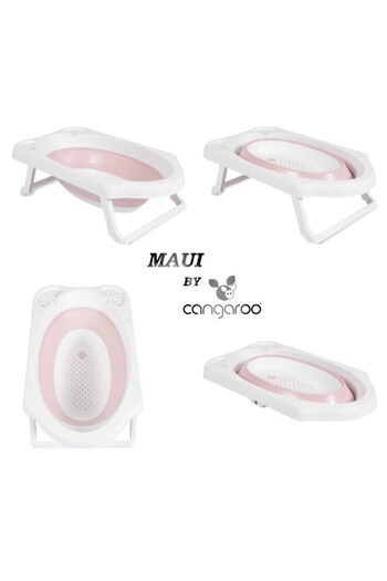 Cangaroo Foldable Baby Bathtub Maui Pink with Drain Plug and Carry Bag
