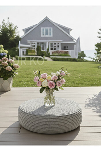 HomeTurko Sofa Cushion Jute Meditation Pillow Double Sided Lounge Patio Balcony Terrace Picnic Cushion