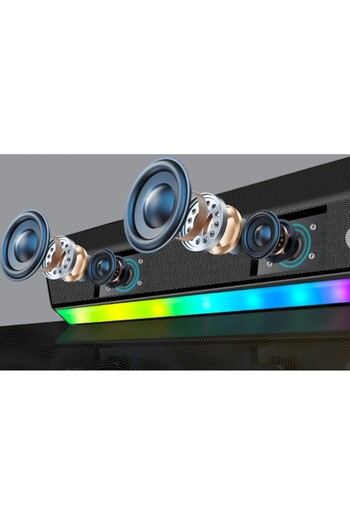 BLA BLA FOAM Wireless Soundbar with RGB Lights, FM/TF/USB/Aux Charging, LED Light, Black Color