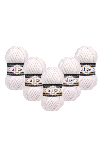 Alize Superlana Megafil 5-pack – Φθινοπωρινή/Χειμερινή Συλλογή Χοντρό Πλεκτό Νήμα 100gr 55μ - 55 Λευκό
