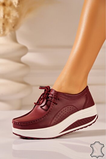 Joana Women's Loafers Natural Leather Bordeaux Hira