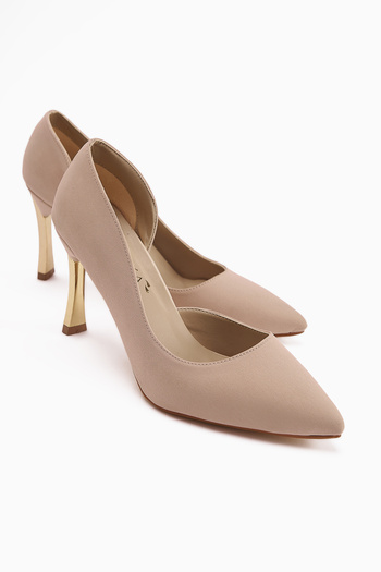 İncimoda Women's High Heel Shoes Stiletto Comfortable for Daily and Special Occasions Satin Vegan Leather