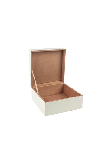 Mikasa Moor White plaid leather jewelry box 22x22x11cm